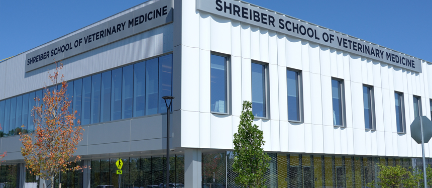 Exterior of the Veterinary Teaching Hospital at the Shreiber School of Veterinary Medicine of Rowan University