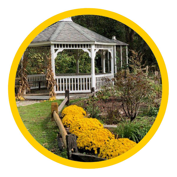 Gazebo in butterfly garden at PAWS Farm